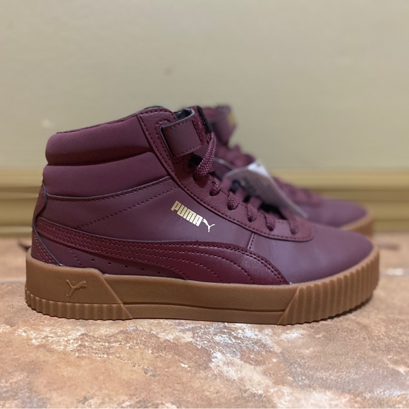 NWT Maroon Burgundy Puma High Top Sneakers - Picture 2 of 7